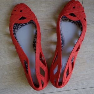 Melissa + Jason Wu red jelly flats